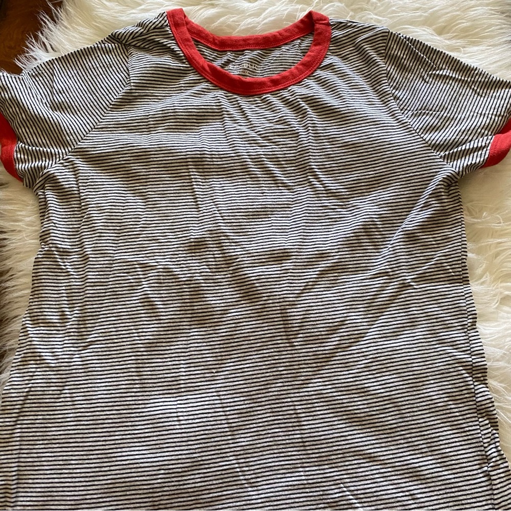 Republic Denim Black & White Striped Top Size Medium